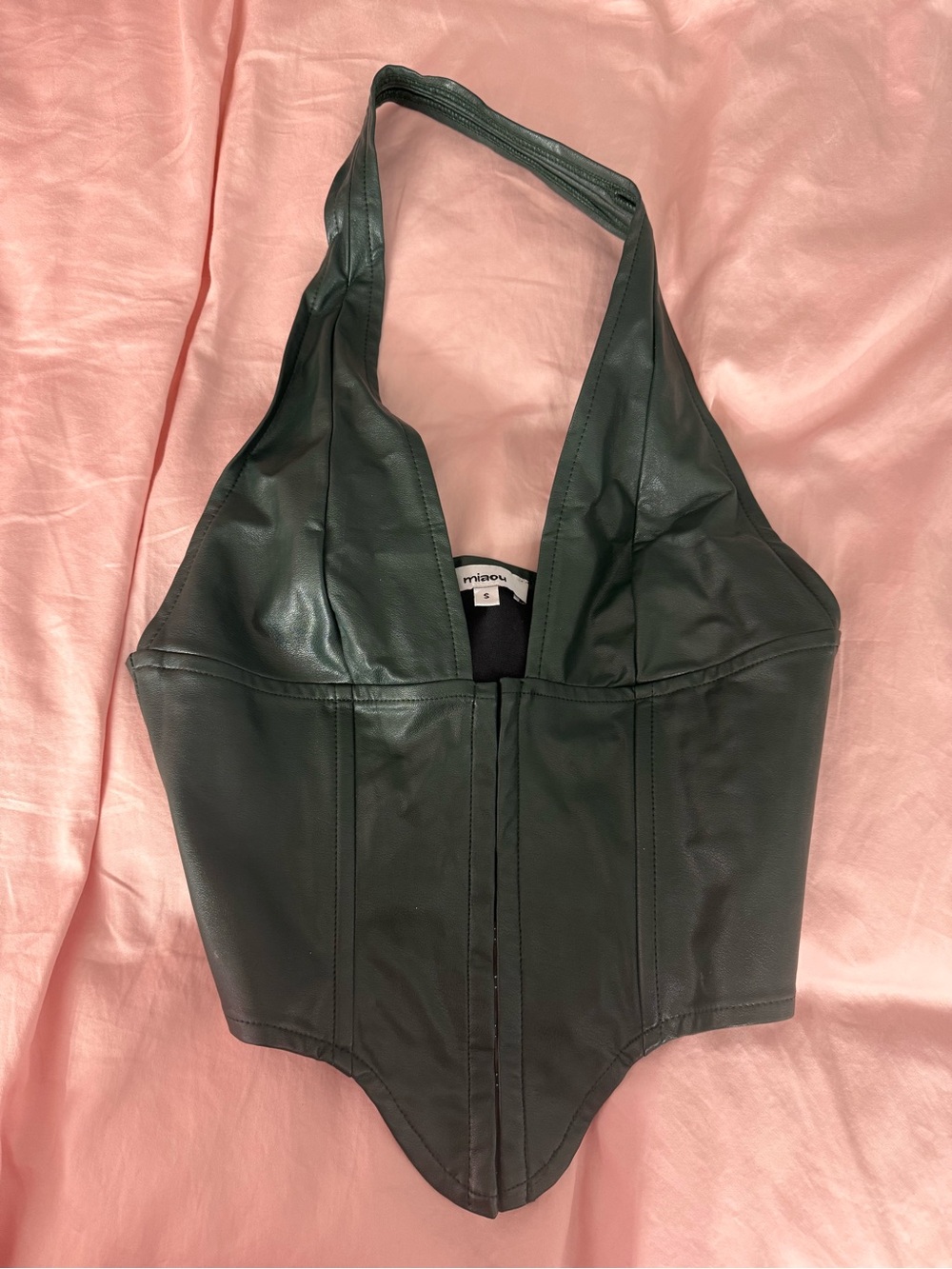 Miaou Deep Forest Green Halter Corset - Picture 2 of 4